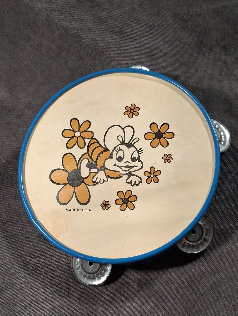 Vintage Do Bee Romper Room Metal Toy Tambourine Instrument FAIR Made in USA